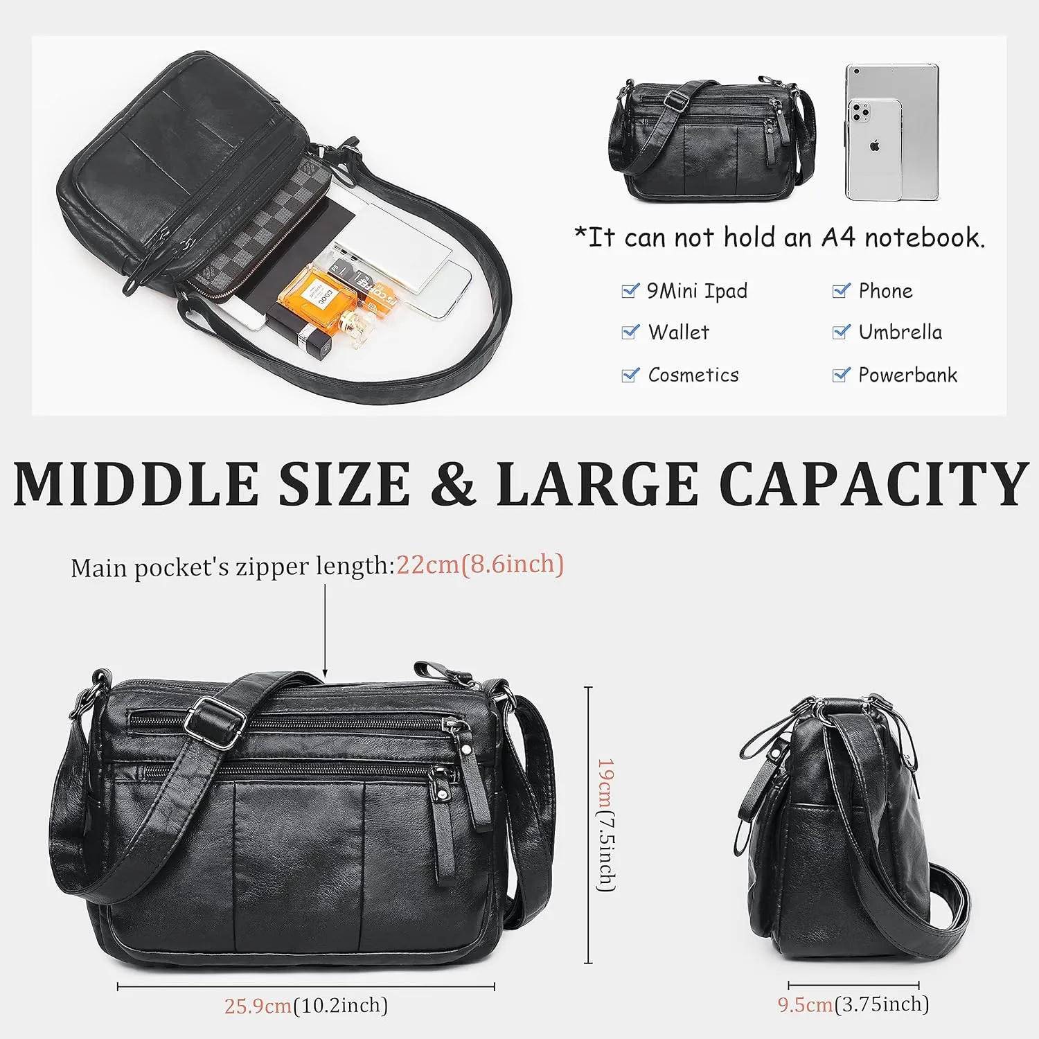 VOLGANIK ROCK Purses for Women Soft PU Leather Shoulder Bag Ladies Crossbody Purse and handbags Lightweight Pocketbook