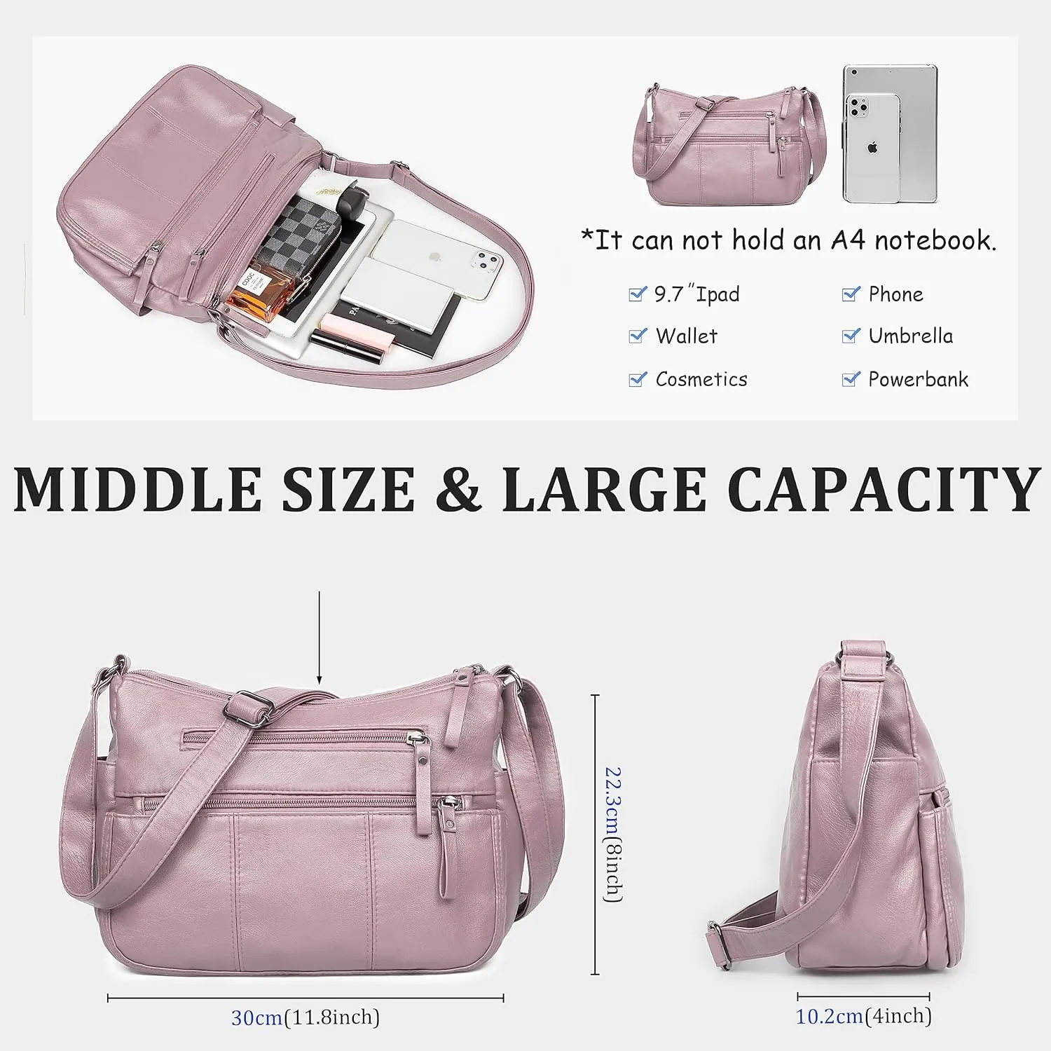 VOLGANIK ROCK Purses for Women Soft PU Leather Shoulder Bag Ladies Crossbody Purse and handbags Lightweight Pocketbook