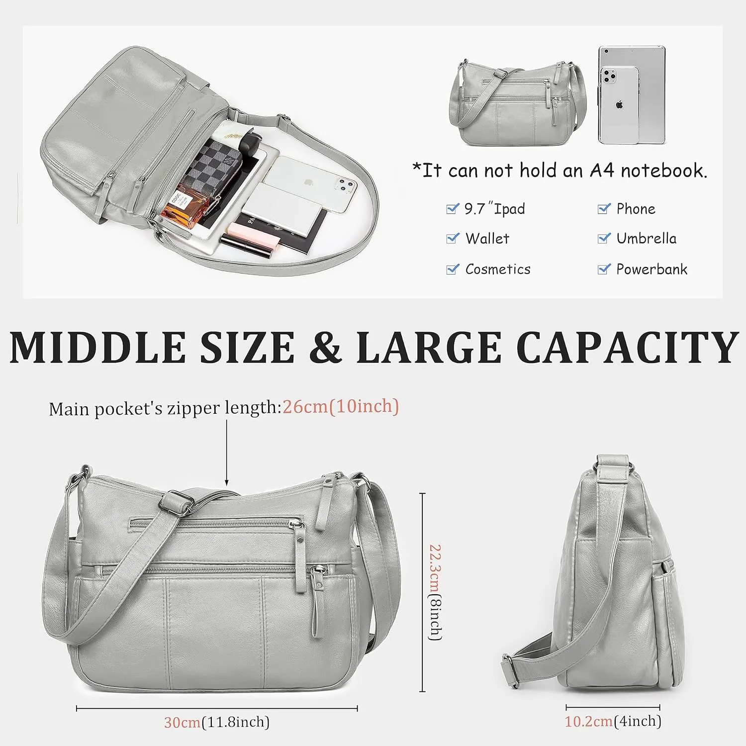 VOLGANIK ROCK Purses for Women Soft PU Leather Shoulder Bag Ladies Crossbody Purse and handbags Lightweight Pocketbook