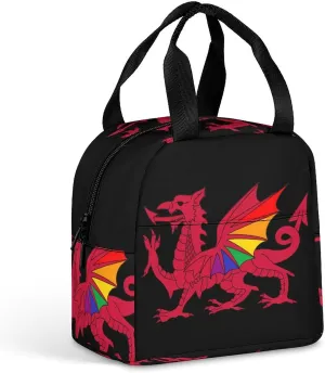 Wales Prideful Flag Funny Reusable Lunch Bag Insulated Tote Box Cooler Food Handbags Case For Women Men 8.5 X 8 X 5 Inches