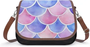 Watercolor Fish Scales Fashion Crossbody Bags for Women Lightweight Shoulder Handbags Travel Purse with Strap Custom Gifts