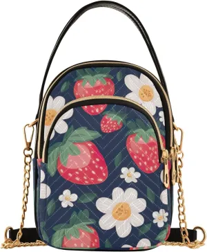 Watercolor Floral Border Women Crossbody Handbag, Crossbody Handbag with Chain Strap, Crossbody for Women Trendy