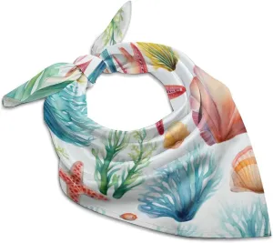 Watercolor Marine Fashion Neck Scarf Head Kerchief Hair Wrap Bandana Headscarf for Women Handbags