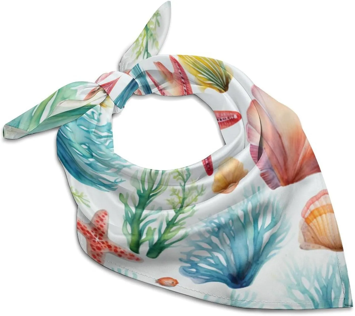 Watercolor Marine Fashion Neck Scarf Head Kerchief Hair Wrap Bandana Headscarf for Women Handbags