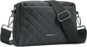 WESTBRONCO Quilted Crossbody Bags for Women Small Crossbody Purse Nylon Lightweight Shoulder Handbags with Adjustable Strap