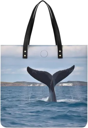 Whale Tail Tote Bag Durable Water-Resistant Handbags Lightweight Tote for Travel Work Book