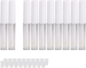 White 1.3ml Clear Mini Lip Gloss Tube Plastic Lip Gloss Empty Tubes DIY Accessories Pack of 10