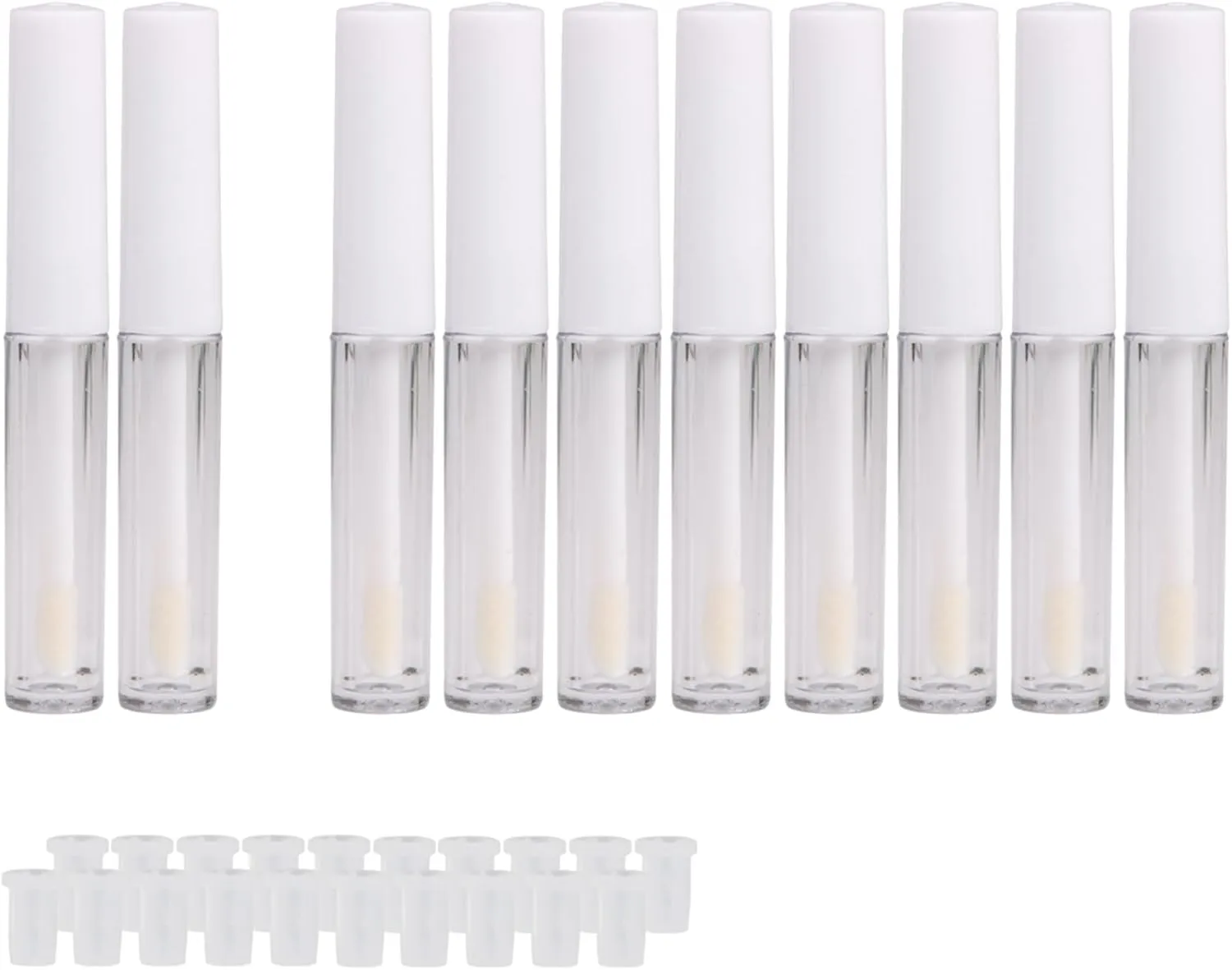 White 1.3ml Clear Mini Lip Gloss Tube Plastic Lip Gloss Empty Tubes DIY Accessories Pack of 10