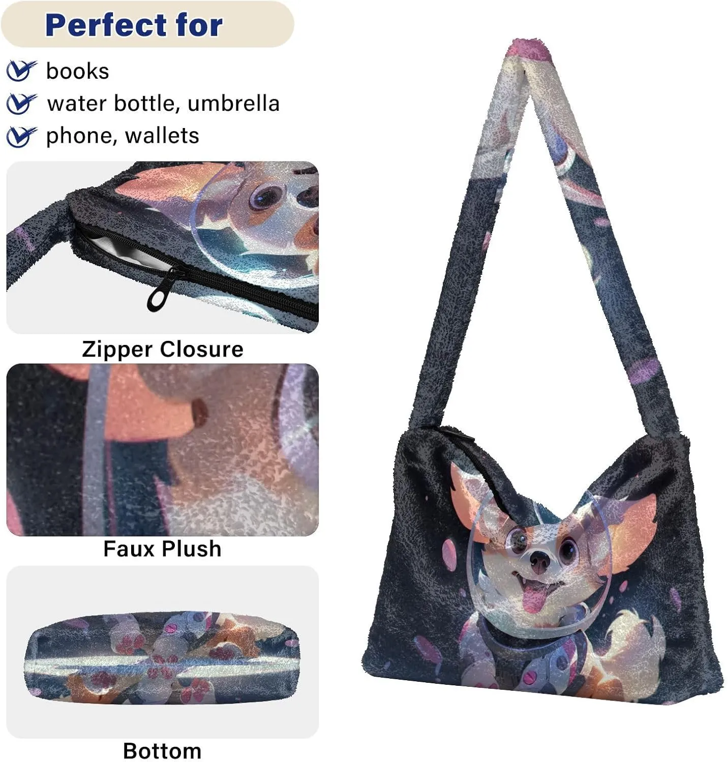 White Green Snakeskin Plush Bag, Tote Bag Young Women, Womens Outdoor Bag