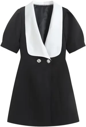 Women Backless Hollow Bowmini Dress Short Sleeve V-Neck Casual A-Line Dress