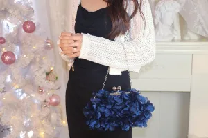 Women Evening Bag Flower Bride Floral Clutch Purse for Wedding Prom Kiss Lock
