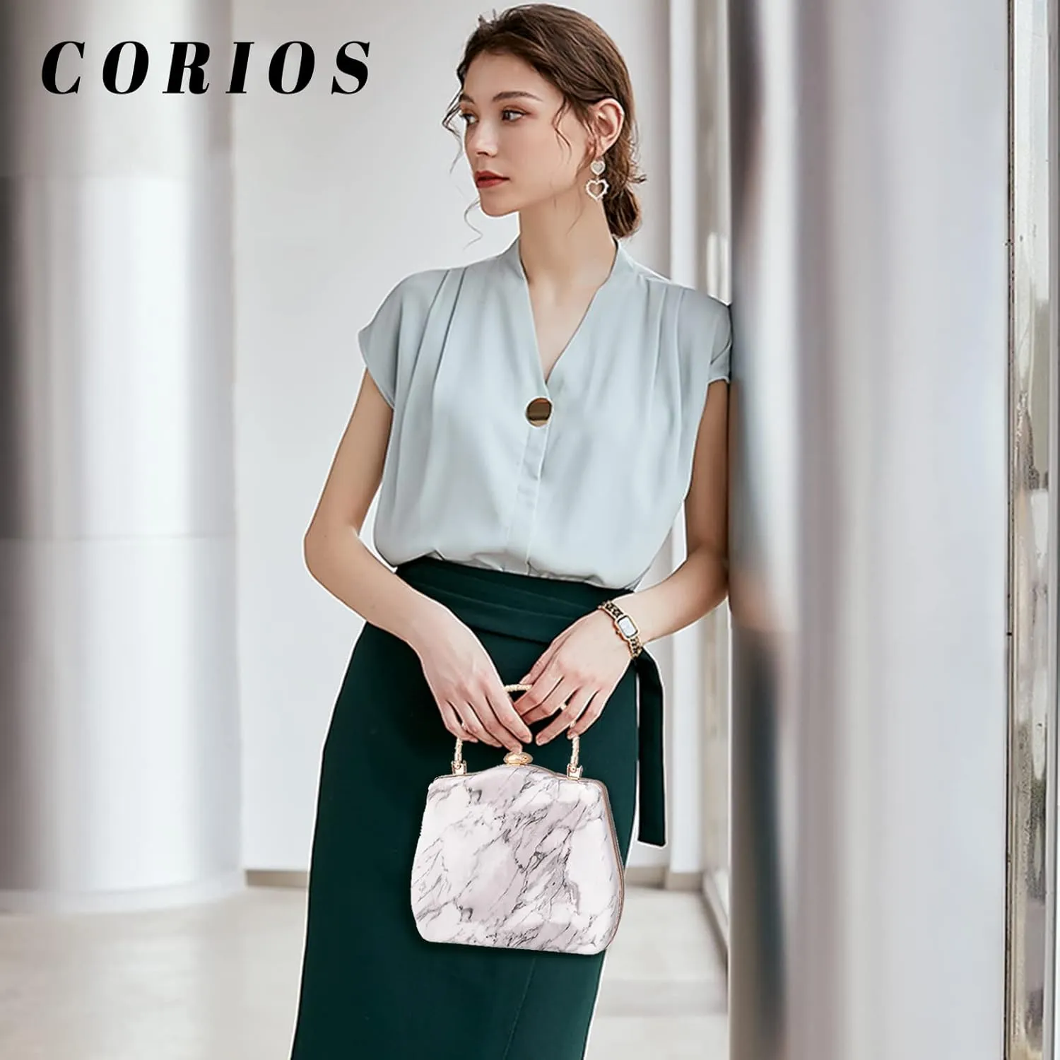 Women Evening Bag Marble Clutch Bag Bridal Wedding Purse Charming Shoulder Bag