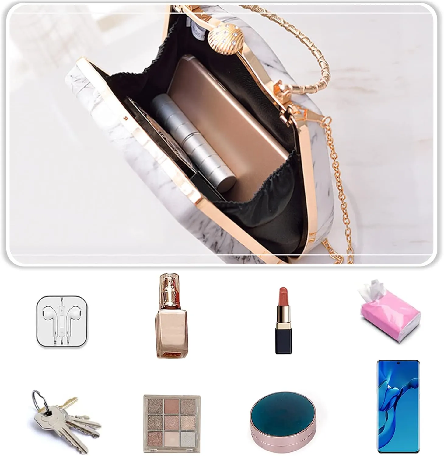 Women Evening Bag Marble Clutch Bag Bridal Wedding Purse Charming Shoulder Bag