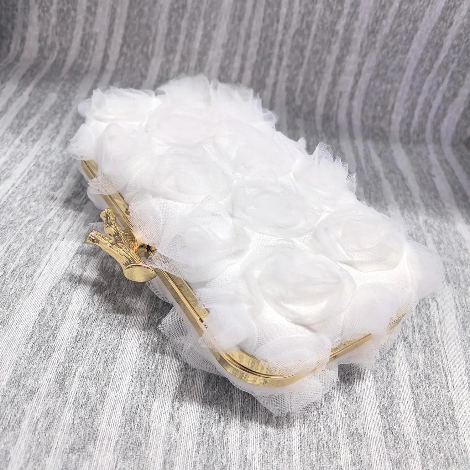 Women Floral Clutch Purses Satin Floral Appliques Evening Bags Bridal Wedding Party Prom Handbags