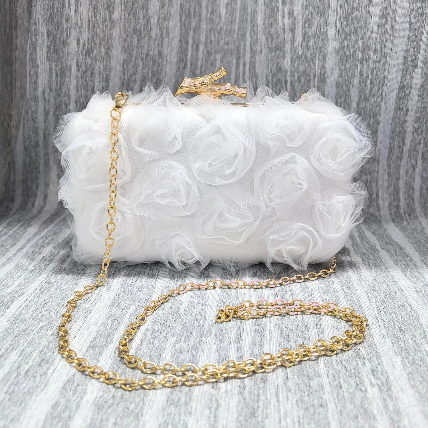 Women Floral Clutch Purses Satin Floral Appliques Evening Bags Bridal Wedding Party Prom Handbags