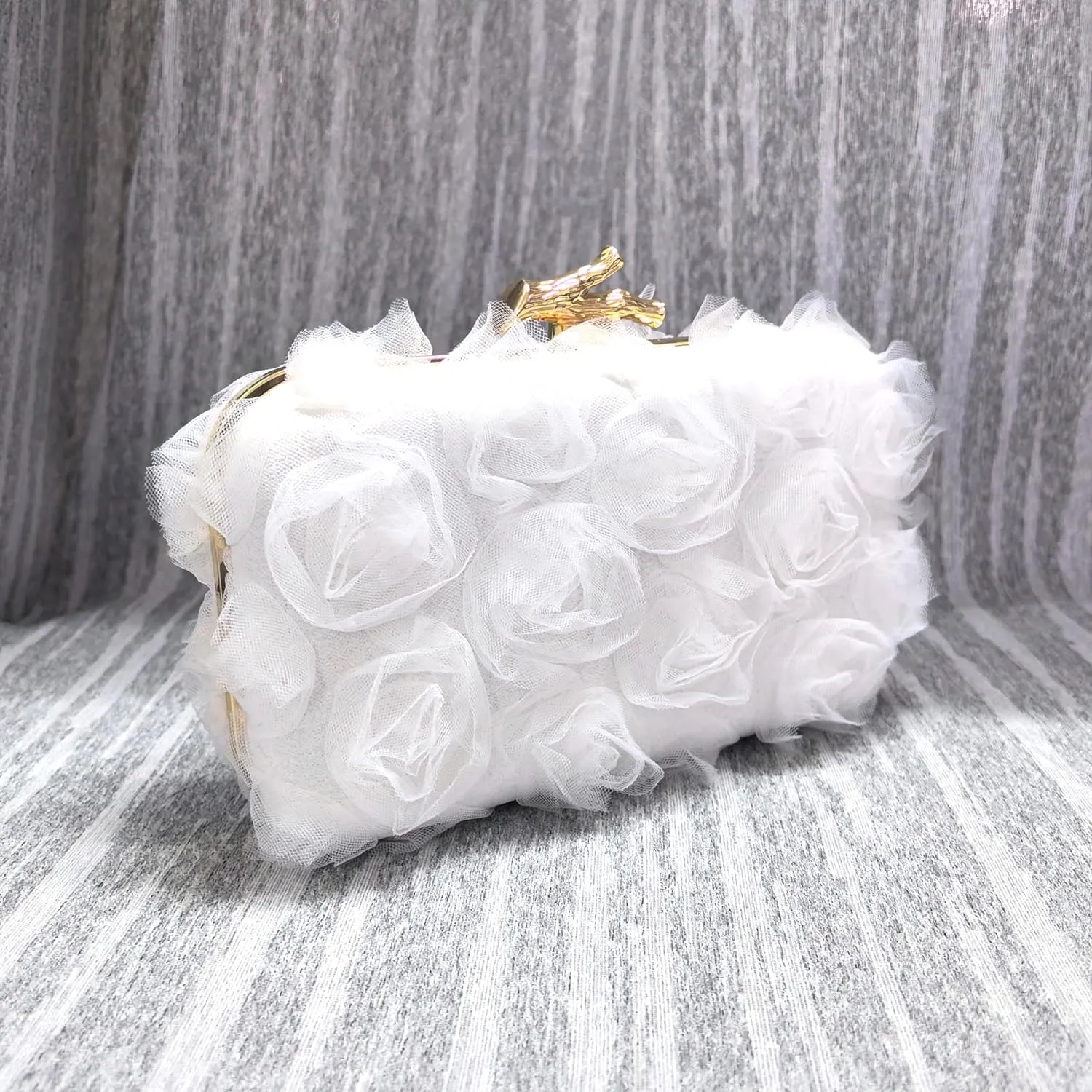 Women Floral Clutch Purses Satin Floral Appliques Evening Bags Bridal Wedding Party Prom Handbags