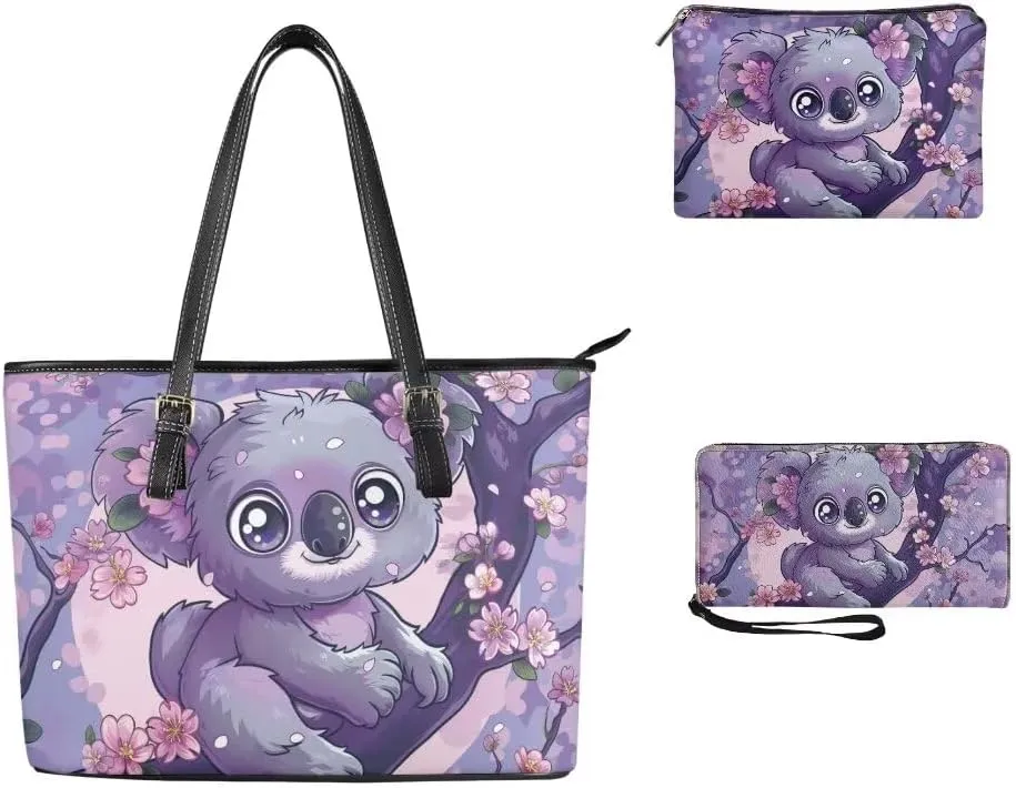 Women Purse Handbags Wallet Sets Leather Shoulder Tote Bag for Women,Top Handle Purse with Wrist Wallet Bag