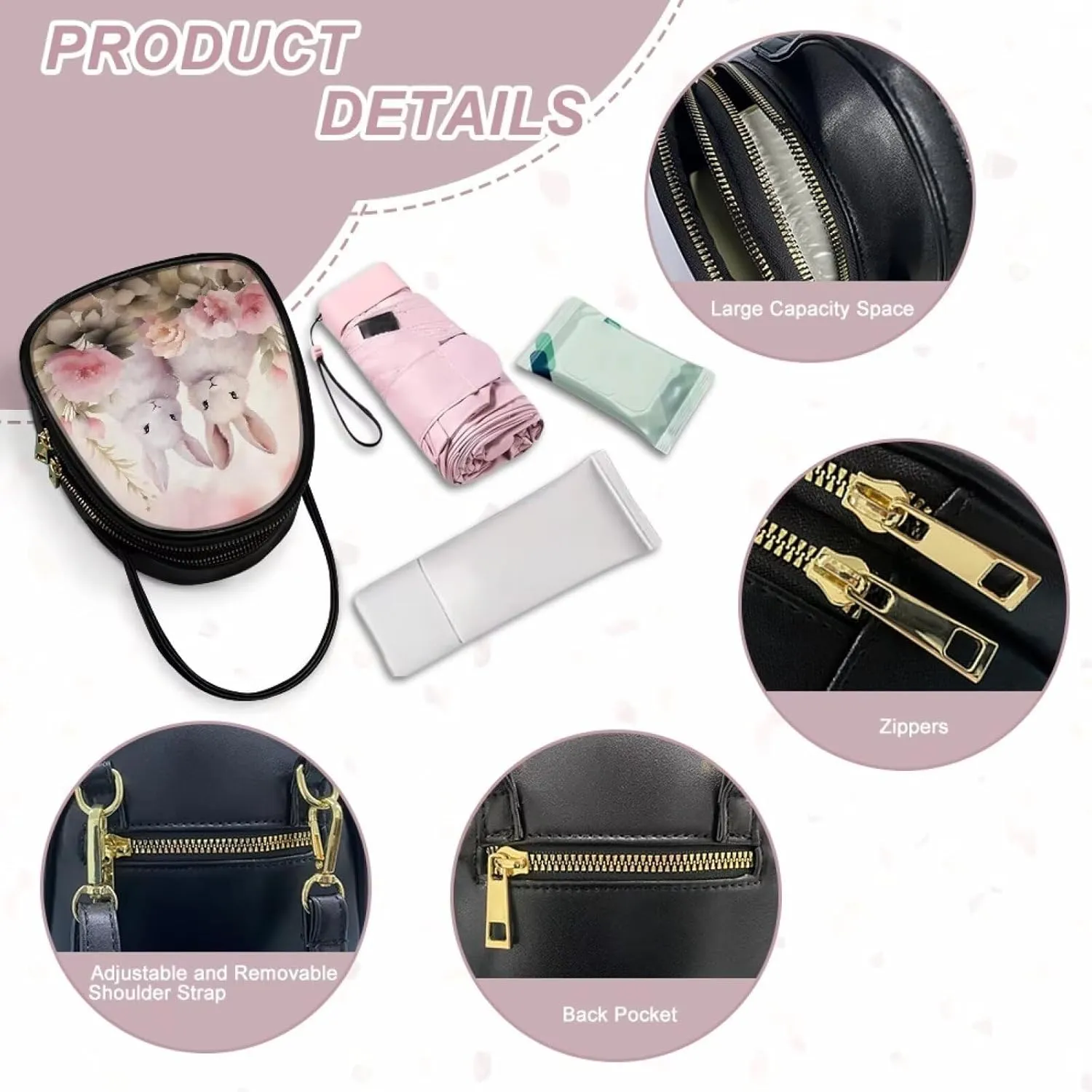 Women Small Shoulder Bag Waterproof Tote Square Satchel Handbags Lady Double Layer Portable Travel Holiday Gifts