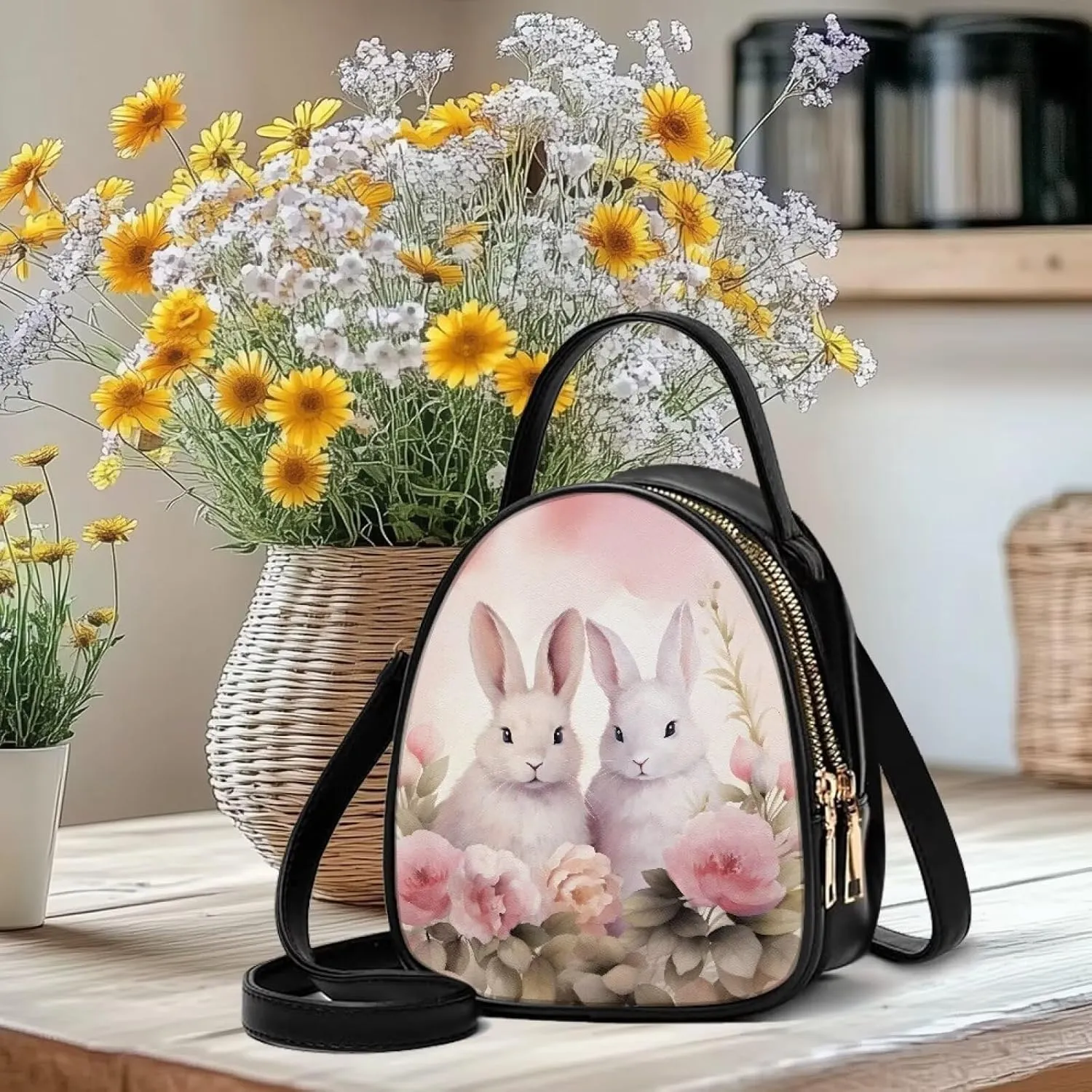 Women Small Shoulder Bag Waterproof Tote Square Satchel Handbags Lady Double Layer Portable Travel Holiday Gifts
