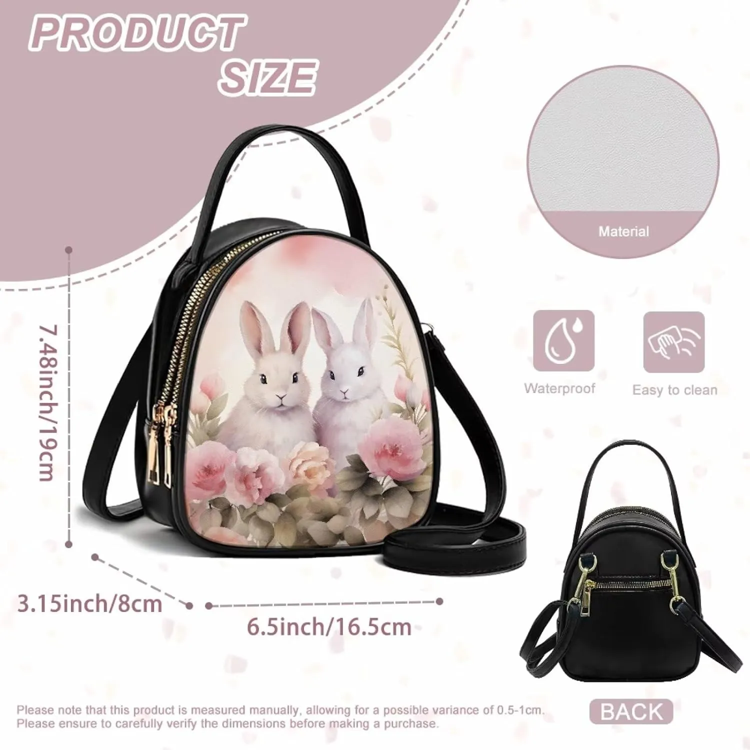Women Small Shoulder Bag Waterproof Tote Square Satchel Handbags Lady Double Layer Portable Travel Holiday Gifts