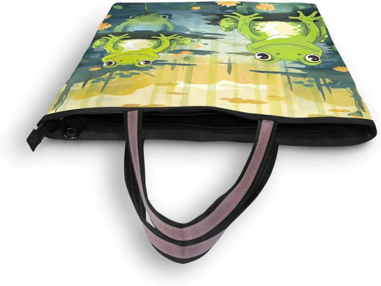 Women Tote Bags Frog Flowers Floral Pond Top Handle Satchel Handbags Shoulder Bag for Shopping 20847486