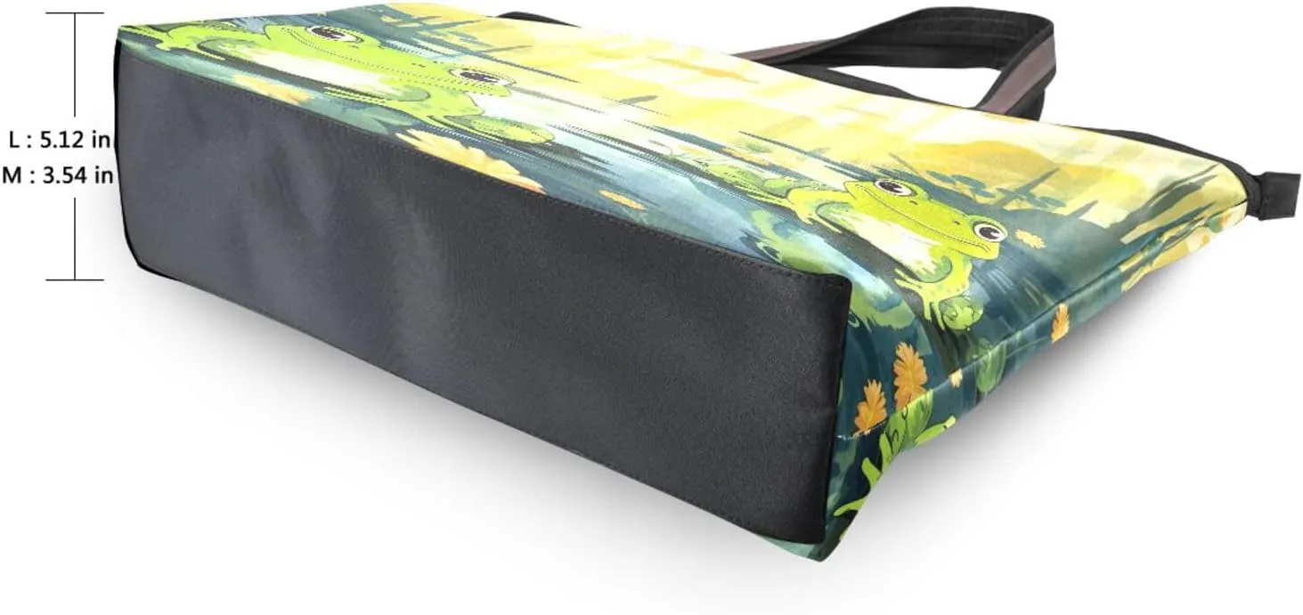Women Tote Bags Frog Flowers Floral Pond Top Handle Satchel Handbags Shoulder Bag for Shopping 20847486