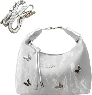 Women Tote Handbags Butterfly Vegan Leather Shoulder Bags with Adjustable Strap Trendy Crossbody Purse