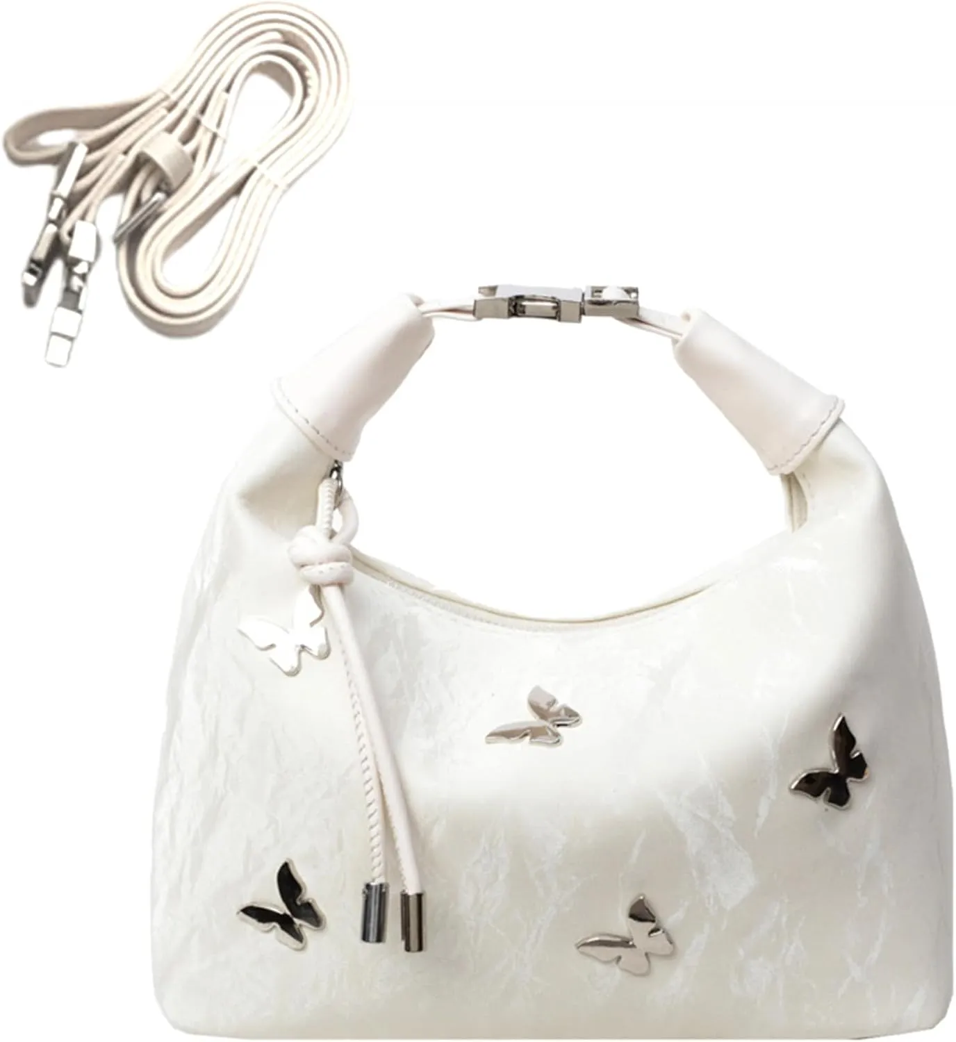Women Tote Handbags Butterfly Vegan Leather Shoulder Bags with Adjustable Strap Trendy Crossbody Purse