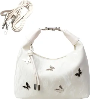 Women Tote Handbags Butterfly Vegan Leather Shoulder Bags with Adjustable Strap Trendy Crossbody Purse