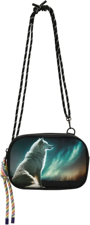 Women's Crossbody Handbags Aurora Wolf Print Lightweight Shoulder Phone Purse for Walking, Hiking