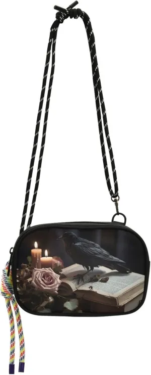 Women's Crossbody Handbags Crows Flowers Print Lightweight Shoulder Phone Purse for Walking, Hiking
