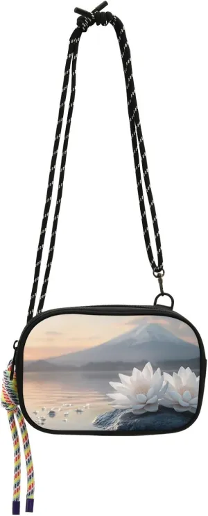 Women's Crossbody Handbags Lake Mountain Flower Print Lightweight Shoulder Phone Purse for Walking, Hiking