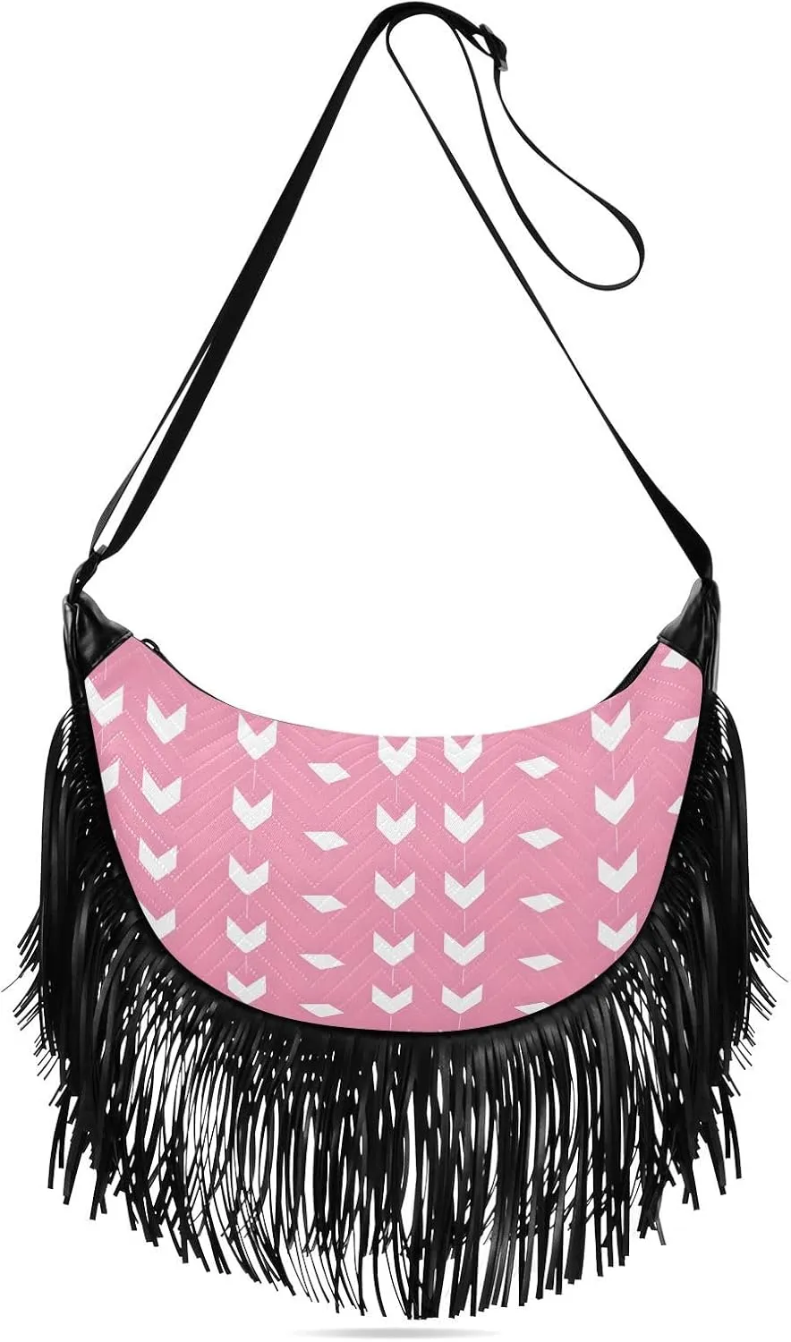 Women's Crossbody Handbags Small Arrow Fringe Tassel Cross Body Bag Shoulder Handbag