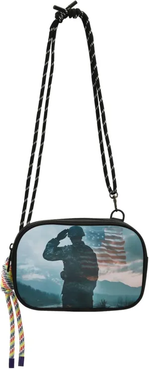 Women's Crossbody Handbags Soldiers American Print Lightweight Shoulder Phone Purse for Walking, Hiking