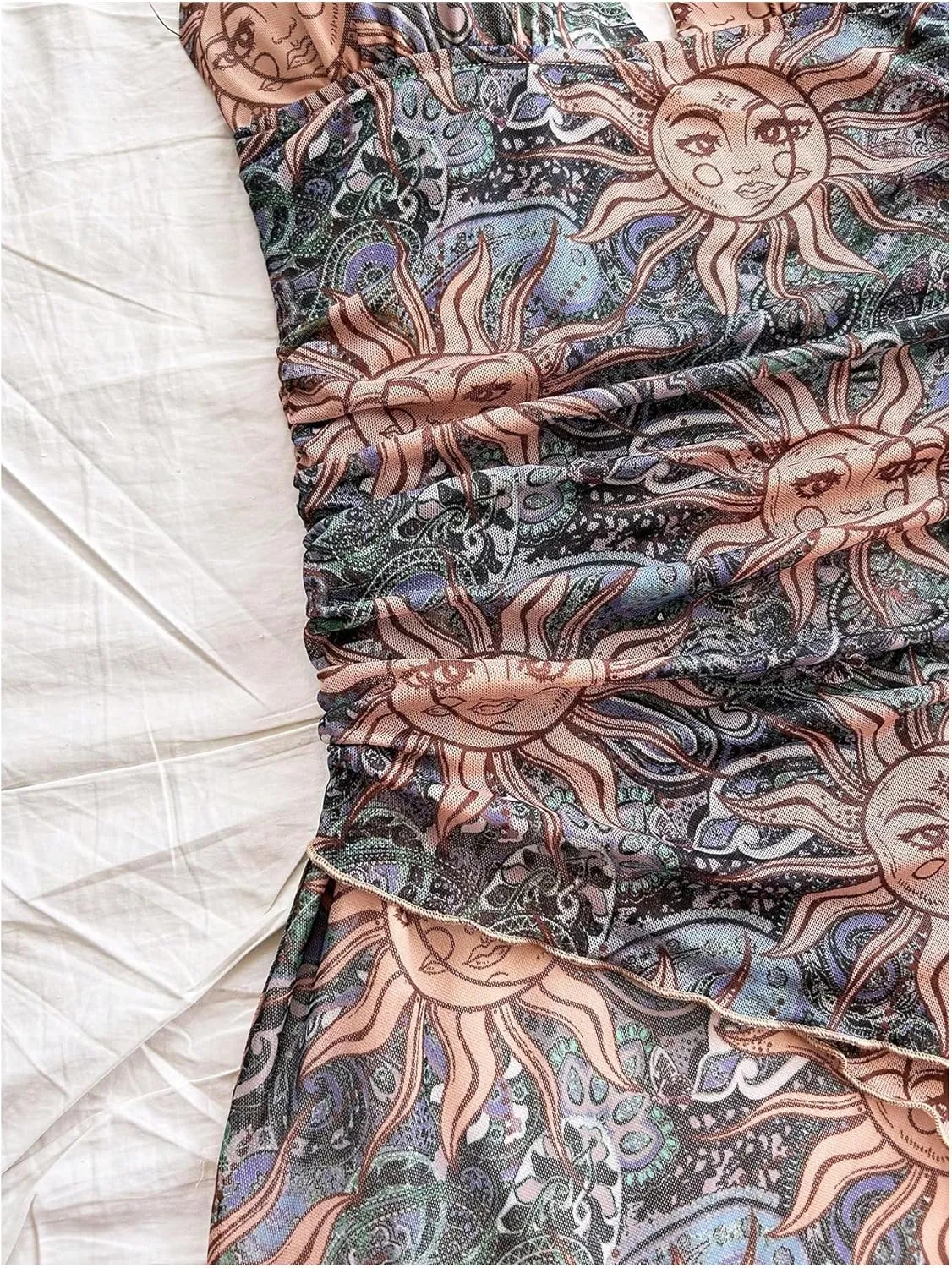 Women's Floral Print Sleeveless Halter Deep V Tie Mini Dress Ruched Backless Slim Fit Cami Dresses Knot Boho Dress