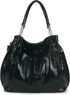 Women's Handbags Ladies Large Serpentine Handbag Casual Travel Bag Ladies Handbag(Black)