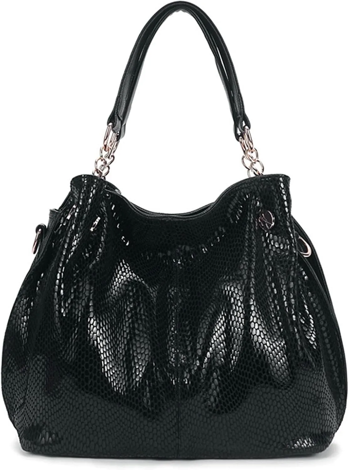 Women's Handbags Ladies Large Serpentine Handbag Casual Travel Bag Ladies Handbag(Black)