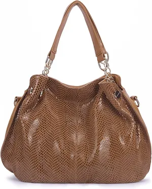 Women's Handbags Ladies Large Serpentine Handbag Casual Travel Bag Ladies Handbag(Brown)