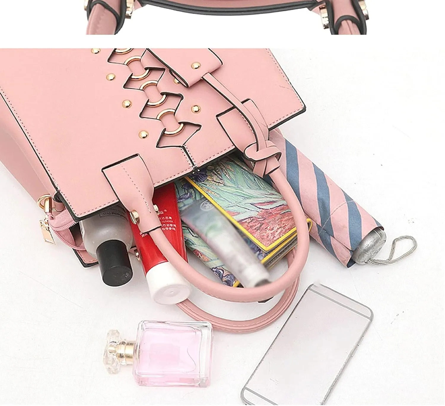 Women's Handbags Style Female Bag Lady Handbag PU Leather Female Bag Large Capacity Messenger Bag Shoulder Bag(B)
