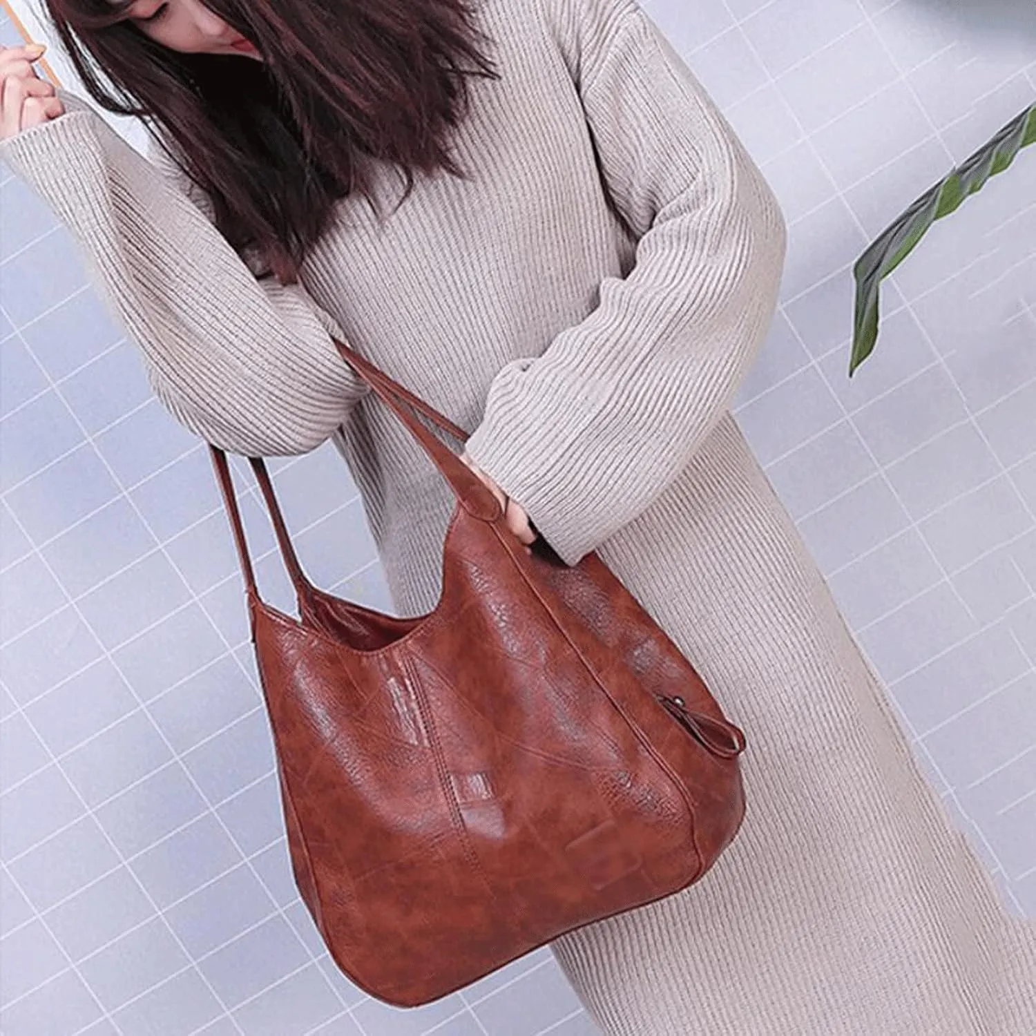 Women's Handbags Vintage Leather Luxury Handbags Women Bags Designer Bags Women Bags Large Capacity Bags(D)