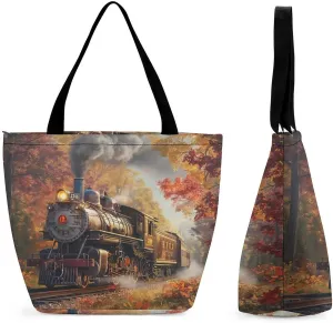 Women's Handbags Vintage Steam Train Shopping Bag Leather Tote Bag Satchel Bags