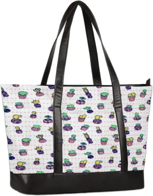 Womens Laptop Tote Bags for Work Cactus Pastel Pink Laptop Purse Bag 15.6 Inch Computer Bag Teacher Nurse Work Bag Briefcase Business Handbags