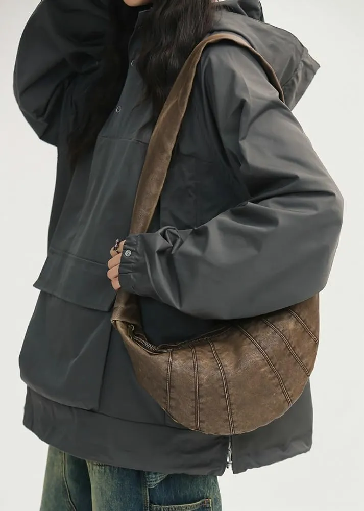 Womens Mens Vintage Shoulder Crossbody Bag Large Dumpling Tote Purses Soft PU Leather Handbags Y2k Top Handle Satchel
