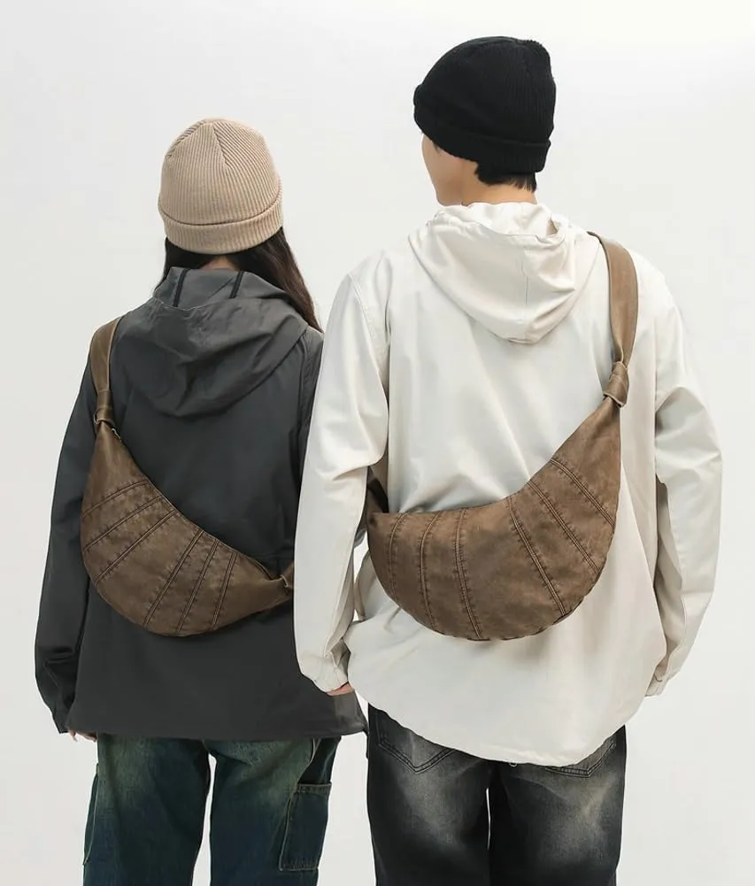 Womens Mens Vintage Shoulder Crossbody Bag Large Dumpling Tote Purses Soft PU Leather Handbags Y2k Top Handle Satchel