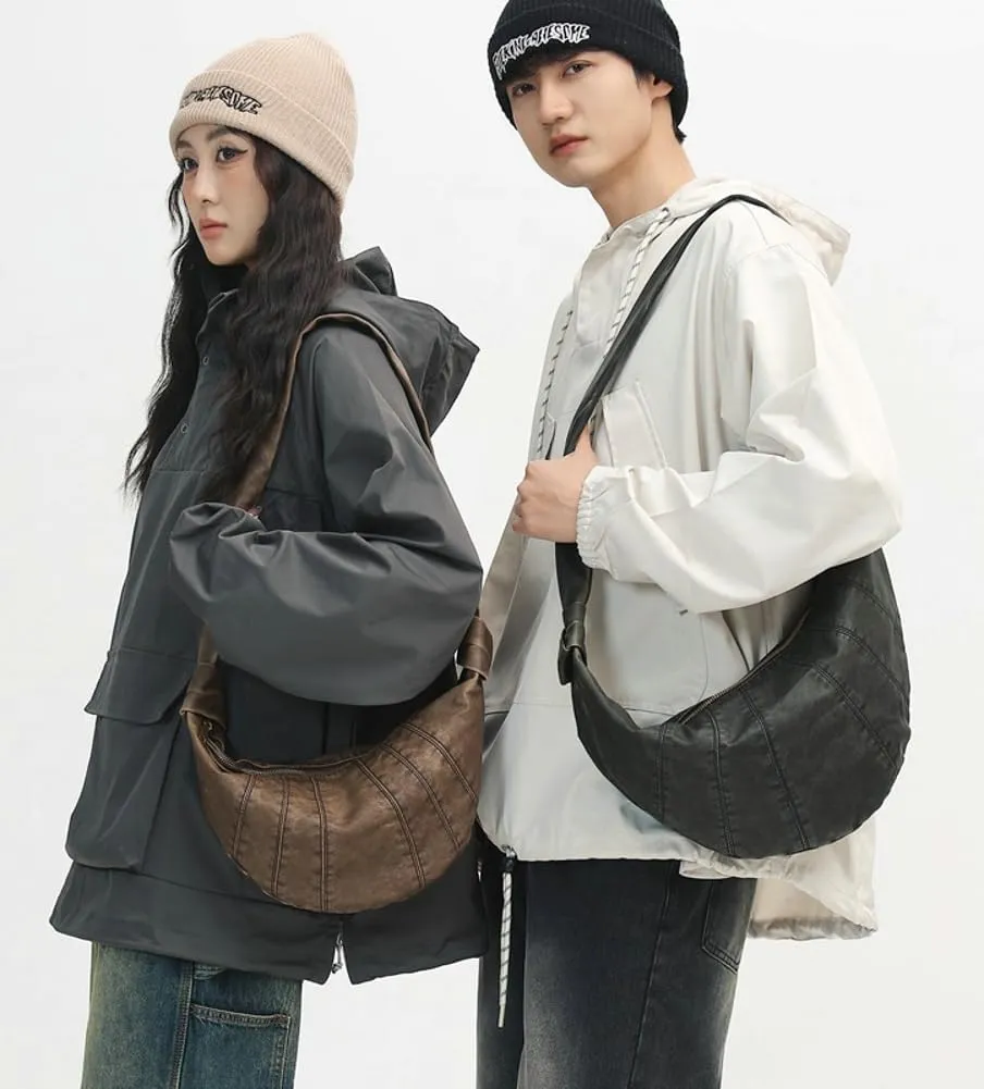 Womens Mens Vintage Shoulder Crossbody Bag Large Dumpling Tote Purses Soft PU Leather Handbags Y2k Top Handle Satchel