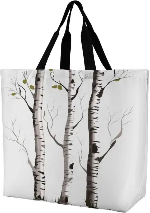 Women's Multi-Functional Shopping Bag，Birch Tree Printing Messenger Bag Shoulder Bag for Travel, Work, Shopping & Parties with Inner Pocket, Grocery Bag Lightweight & Water-Resistant