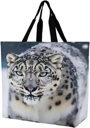 Women's Multi-Functional Shopping Bag，Blue Eyed Snow Leopard Printing Messenger Bag Shoulder Bag for Travel, Work, Shopping & Parties with Inner Pocket, Grocery Bag Lightweight & Water-Resistant