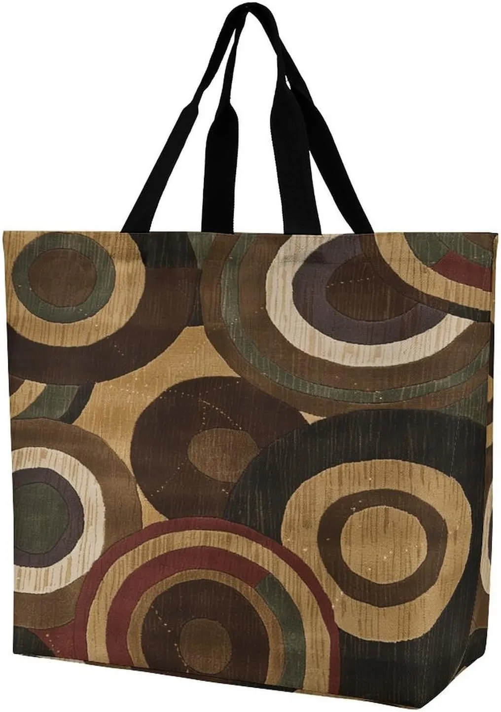 Women's Multi-Functional Shopping Bag，Brown And Tan Printing Messenger Bag Shoulder Bag for Travel, Work, Shopping & Parties with Inner Pocket, Grocery Bag Lightweight & Water-Resistant