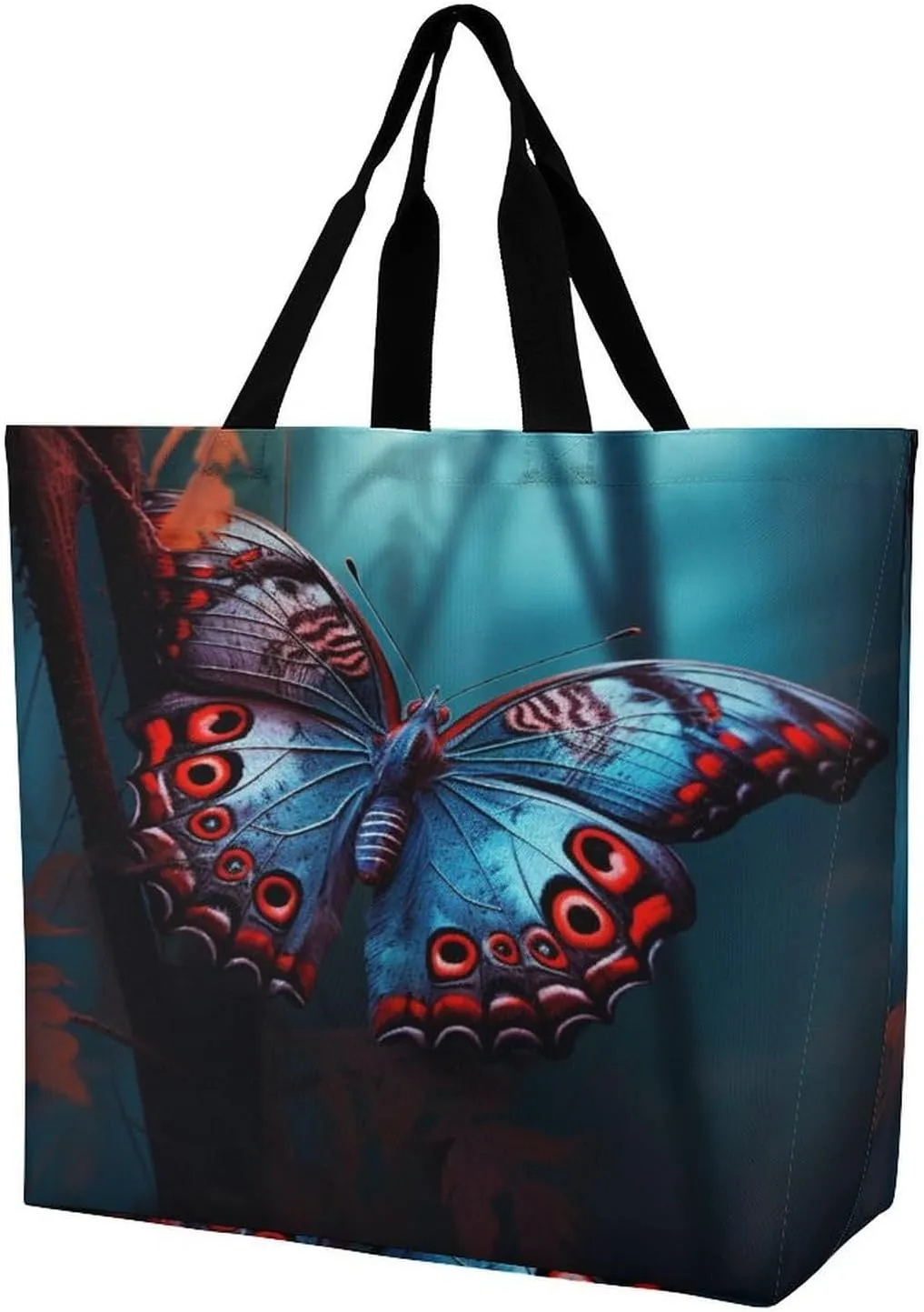 Women's Multi-Functional Shopping Bag，Butterfly Printing Messenger Bag Shoulder Bag for Travel, Work, Shopping & Parties with Inner Pocket, Grocery Bag Lightweight & Water-Resistant