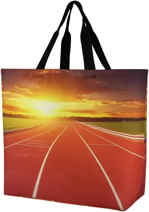 Women's Multi-Functional Shopping Bag，Running Track Sunset Printing Messenger Bag Shoulder Bag for Travel, Work, Shopping & Parties with Inner Pocket, Grocery Bag Lightweight & Water-Resistant